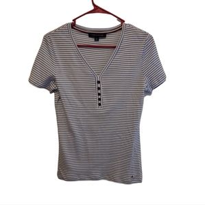 Tommy Hilfiger Striped V-neck T-Shirt Women's Size Small